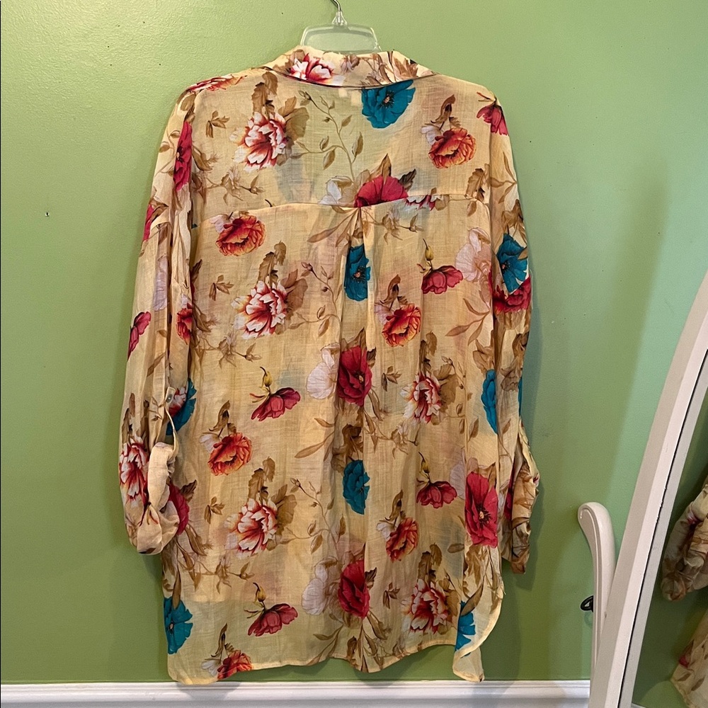 Umgee Floral Cotton Tunic Shirt - Picture 5 of 6
